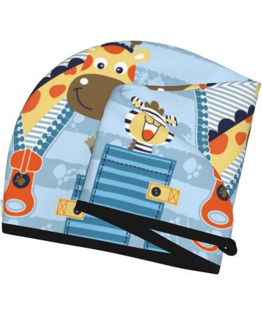 Hair Towel Wrap | Quick Drying Turban with Button | Giraffe Design Hair Drying Towel for Fast & Easy Use - Buy Online on GoSupps.com