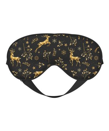 Christmas Gold Deers1 Sleep Mask Adjustable Double -Sided Eye Mask Soft Sleeping Eye Covers for Sleeping Perfect Shading Reduce Eye Edema