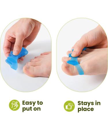 Bukihome Toe Separators - 4 Pair Soft Gel Toe Spacers for Bunions Plantar Fasciitis Relief | Therapeutic Foot Pain Solution for Women & Men (Blue Medium - Buy Online on GoSupps.com