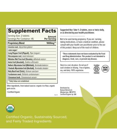 Banyan Botanicals Lung Formula Organic Herbal Tablet - Licorice & Tulsi - 90 Tablets for Healthy Breathing & Lung Health - Buy Online on GoSupps.com