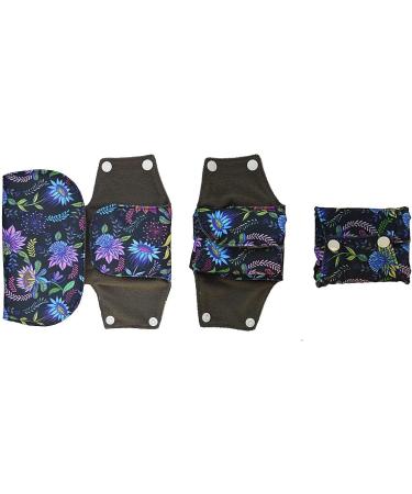 Reusable 16 Inch Charcoal Bamboo Cloth Menstrual Pad | Overnight Absorbency | Unscented | Black Lace Design - Buy Online on GoSupps.com