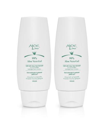 Bio aloe vera gel 99% - moisturizer for skin & hair - without fragrance & dye - vegan - relieves skin complaints & regenerates the skin (2x 150 ml) 150 ml (2 -pack)