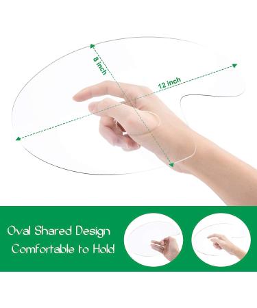2PCS Clear Acrylic Paint Palette Set - 12 x 8 inches Oval Tray for Oil, Watercolor, Crafts - Easy Clean Non-Stick Artist Pallet with Thumb Hole - Buy Online on GoSupps.com