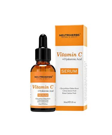 NEUTRIHERBS Vitamin C Serum for Face with Hyaluronic Acid Firm Anti Aging Brighten Even Skin Daily Skincare Natural Nourish Facial Serum 1 fl oz Vit C Serum