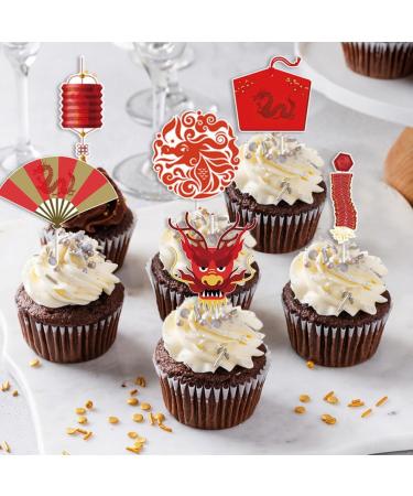 Alipis 24pcs Chinese New Year Cupcake Toppers 2024 Year of the Dragon Cake Toppers Cupcake Picks Spring Festival Cake Decoration Chinese New Year Party Decorations Supplies - Buy Online on GoSupps.com