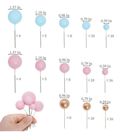 120 Pcs Ball Cake Topper Balloons Cupcake Toppers Decorations Ball Shaped Balloon Cake Topper for Birthday Party Baby Shower Wedding Anniversary Decor (Pink Blue and Gold 120) Pink Blue and Gold 120 - Buy Online on GoSupps.com