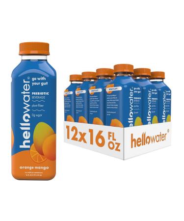 hellowater Orange Mango Dance Fiber Infused Water - 12 Pack - High Fiber, 0 Sugar, 0 Net Carbs - Low Glycemic, Nothing Artificial - 16 Fl. Oz. Bottles - Buy Online on GoSupps.com