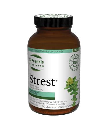 St. Francis Herb Farm Strest Capsules (5:1 Powder Extract) | Stress Relief Supplements | 90 Capsules | One-Month Supply | Organic Herbs | Ashwagandha | Holy Basil | Rhodiola | Siberian ginseng | Oat | Schisandra