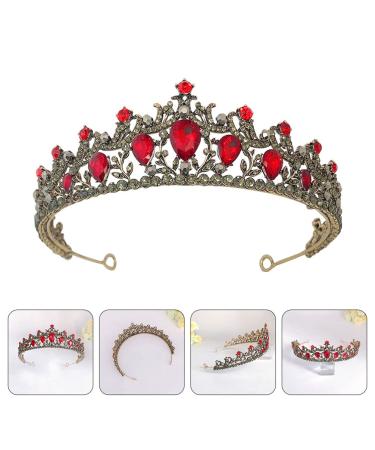 Lurrose Baroque Wedding Crown Tiara - Rhinestone & Crystal Ruby Princess Headpiece for Bridal Engagement & Birthday Parties - Buy Online on GoSupps.com