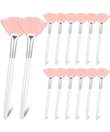 14 Pieces Fan Brushes Facial Applicator Brush Soft Fan Brushes Acid Applicator Brush Cosmetic Makeup Applicator Tools for Mud Cream (Pink) White,Brown,Pink