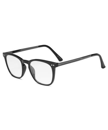 Eyekepper Readers Retro Square Plastic Frame Metal Arms Reading Glasses Black +4.0 +4.00 Black