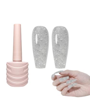Sparkly Shiny Gel Nail Polish Shimmery Gel Polish Sparkly Shiny Gel Varnish Manicure - Charming Soak Off UV Gel Nail Polish for Colorful Broken Drill Glue 01