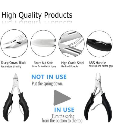 7 PCS Thick Ingrown Toenail Clipper Kit with Nail Clippers Toenail Lifter Cuticle Cutter Nail File Toenail Corrector PU Leather Case for Ingrown Thick Hard Toe Nail Fingernail Black - Buy Online on GoSupps.com
