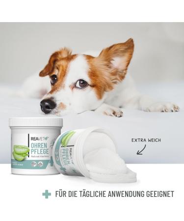Reavet Ear Cleaner for Dogs & Cats - 100 Gentle Aloe Vera Pads for Ear Care | Mild Cleaning Towels - Buy Online on GoSupps.com