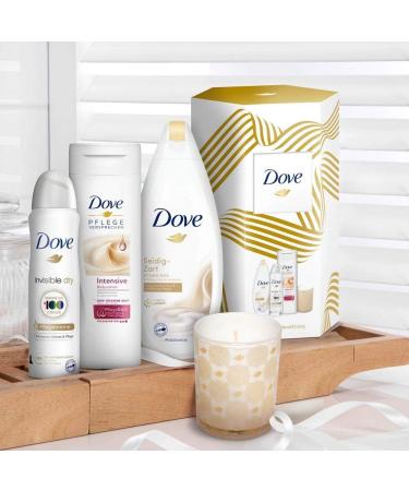 Dove Gift Set Perfect Pampering for nourished Skin with Shower Gel Deodorant Spray Body Lotion and Scented Candle (250 ml + 150 ml + 400 ml) - Buy Online on GoSupps.com