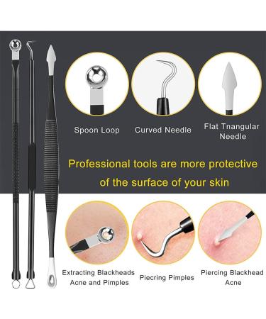 10pcs Pimple Popper Tool Kit Stainless Steel Blackhead Remover Tool Comedones Extractor for Forehead Facial Nose Lightweight Acne Needle Tool with Metal Case(black) - Buy Online on GoSupps.com