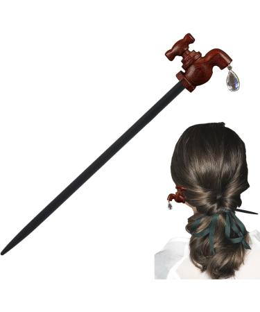 Wood Hair Stick | New Chinese Hair Pins Faucet Design Hair Sticks Exquisite Chinese Hair Accessories Retro Sandalwood Hair Stick for Women & Girls With Long Hair - Buy Online on GoSupps.com