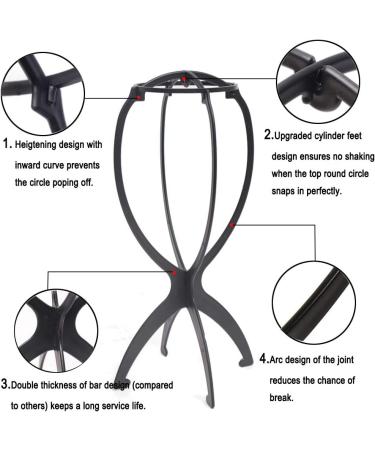 Wiysday 6PCS Collapsible Wig Stand for Short Wig 14 inch - Portable Travel Wig Holder (Black) - Buy Online on GoSupps.com