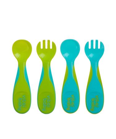Vital Baby Nourish Chunky Cutlery Set - Chunky & Comfy Handles - Soft Spoon Tip - Wide Tip For Easy Feeding - 2x Spoons 2 x Forks - Pop