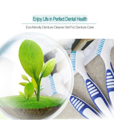 Hatisan 8Pcs Denture Cleaning Brush Set - Premium Hygiene Denture Cleaner with Multi-Layered Bristles & Ergonomic Rubber Handle (4 Colors) - Buy Online on GoSupps.com