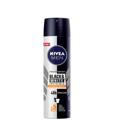 NIVEA MEN Desodorante Antimanchas Black & White Invisible Ultimate (150 ml) F rmula anti manchas anti olor anti sudor anti irritaci n y anti residuos 48horas Protecci n Antitranspirante Spray