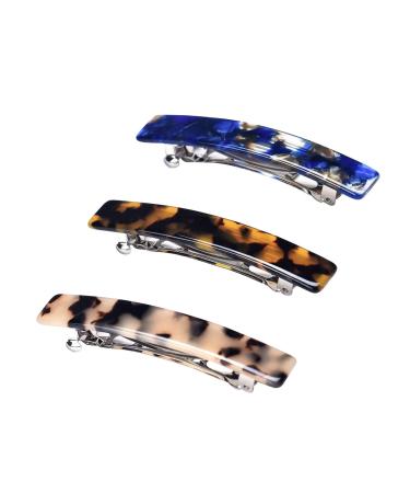 Tshaoun 3 piece of hair clip French vintage hair accessories for women girls classic hair clips for fine hair and medium thick hair rectangle tortoisy French style hair clip (3PCs)