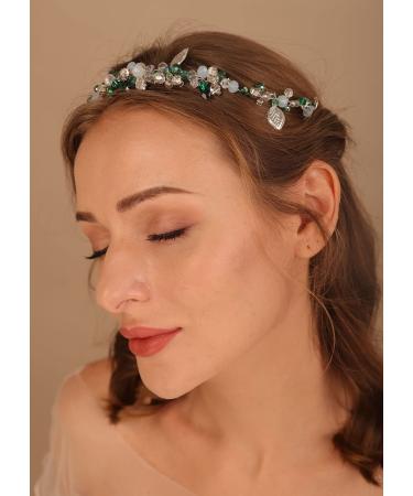 Denifery Rhinestone Green Crystal Wedding Hair Vine Headband - Blue Bridal Accessories for Women - Buy Online on GoSupps.com