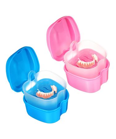 Minkissy plastic container 2 pieces tooth box rosa retainer etui pink set pink container plastic-prosthesis case ventilated Retainer-Box Prozosa Retainer Prozosa.