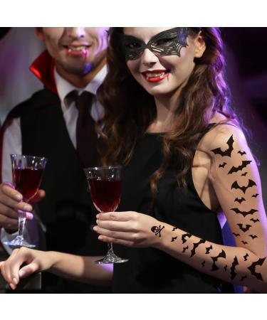 PADOUN Halloween Temporary Tattoos - 6-Sheet Black Bats Skull Stickers for Kids & Adults | Realistic Witch Makeup & Halloween Party Favors - Buy Online on GoSupps.com