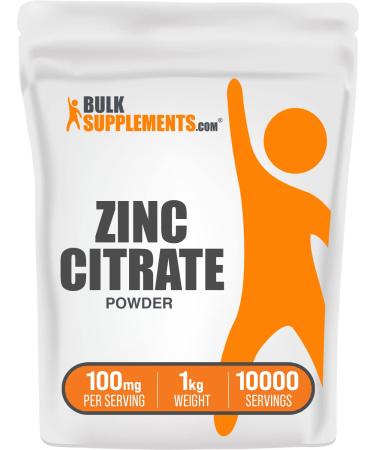 BulkSupplements.com Zinc Citrate Powder - Zinc Supplement - Zinc 30mg - Zinc Mineral Supplements - Pure Zinc Citrate - Immune Support Supplement - 100mg per Serving (1 Kilogram - 2.2 lbs)