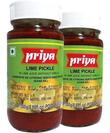 Seelans Superstore Priya Lime Pickle |Indian Origin |Popular Indian Condiment |with Great Flavor | Delicious with Poppadums| Spicy & Sour | Vegan |300g Pack of 2