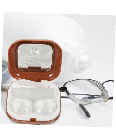 Buy Homsfou 2-in-1 Contact Lens & Makeup Mirror Case - Travel Cosmetic Box - Brown ABS Compact & Stylish - 7.3x7.3x2.6cm - Buy Online on GoSupps.com