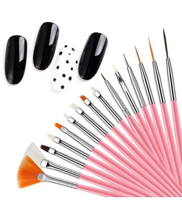 15-Piece Nail Brush Set for Gel Acrylic & Nail Art - Pink Nail Design Accessories - Buy Online on GoSupps.com