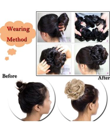 Thick Hair Donut Scrunchie Hair Bun Updo Hairpiece Scrunchy Wavy Curly Messy Hair Ribbon Hair Chignons Ponytail Extension Dark Blonde to Bleach Blonde Thick Dark Blonde to Bleach Blonde - Buy Online on GoSupps.com