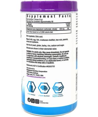 Bluebonnet Nutrition Calm Muscle Cramps & Stress Relief Powder - 1 lb | Non-GMO, Vegan, Gluten-Free, Kosher Certified - Buy Online on GoSupps.com