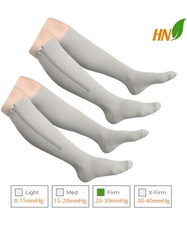 Buy 2 Sets of Grey Compression Leg Shin Calf Zipper Socks - 20-30 mmHg (2 Pairs 2X-Large) | International Shipping Available - Buy Online on GoSupps.com