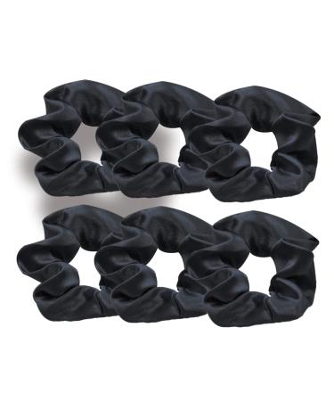 6 Pack Satin Black Hair Scrunchies Ponytail Holders for Women and Girls | Elastic Hair Bands Accessories - Buy Online on GoSupps.com