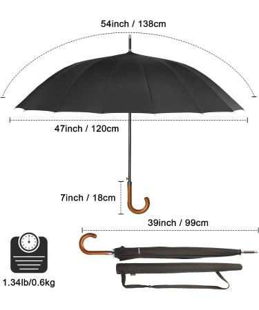 G4Free 54 Inch Large Windproof Umbrella for 2 Persons  16 Ribs Auto Open Classic Wooden J Handle Cane Stick Golf Rain Umbrellas for Men Women Travel 120cm - Buy Online on GoSupps.com
