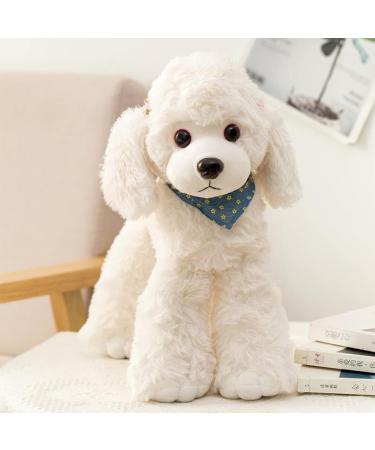 Heionia Cuddly Dog Plush Toy Kawaii Teddy Dog with Scarf (30cm) - Perfect Gift for Kids & Girls - Soft White Pudel Animal - Buy Online on GoSupps.com