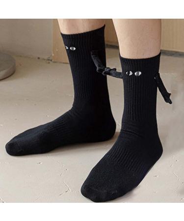 Bexdug Magnetic Holding Hands 3D Couple Socks | Funny Gifts for Men & Women | Cute Mid Tube Socks (White & Black) - Buy Online on GoSupps.com