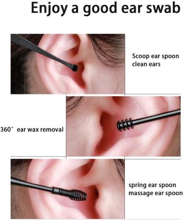 6-Piece Ear Wax Removal Kit with Stainless Steel Scoop and Spiral Cleaner - Black Leather Case - Buy Online on GoSupps.com