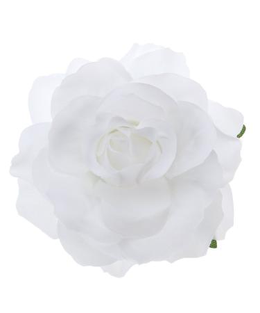 Artificial Large Rose Hairpin Hair Clips Brooch for Women Party (White)