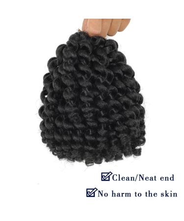 8 Inch Jamaican Bounce Wand Curl Crochet Hair, Short Curly Braiding Hair Extension - 20 Roots/Pack (5 PCS 1B) - Buy Online on GoSupps.com