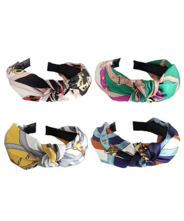 Hair ripe vintage 4 pieces women hair band yoga headband wide hair band retro headband hair tires fabric for women girls costume archbelt