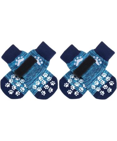 Expawlorer on both sides of the non -side dog socks - soft and breathable paw protection for all dogs with adjustable straps good traction control for interior on the wooden floor blue XL X -Large (4 count) blue