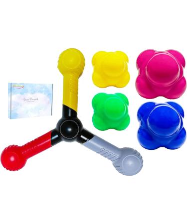 Reaction Trainer & Ball 5pc Kit - Improve Hand-Eye Coordination, Speed, Reflexes, Agility & Focus - Ideal for Sports, Exercise & Fun - All Ages - Type-A - Buy Online on GoSupps.com