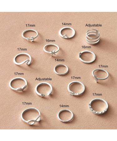 Trendy Xerling Silver Rings for Teen Girls | Boho Stackable Heart Starfish & Gothic Ring Set - Buy Online on GoSupps.com