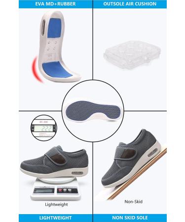CBMTCR Men's Wide Width Walking Shoes - Adjustable Closure, Lightweight for Diabetic & Swollen Feet - Size 10.5 Wide Dk-grey - Buy Online on GoSupps.com