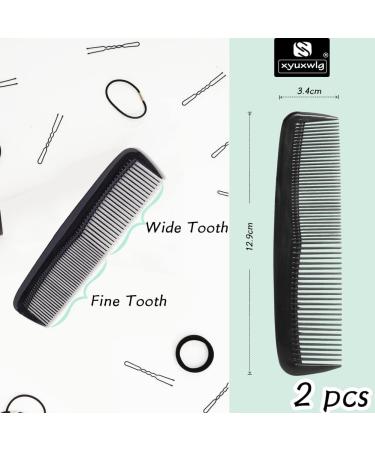 Hair Comb 2Pcs Plastic Pocket Combs Black Hair Combs Fine and Wide Tooth Dressing Comb Heat Resistant Anti Static Hairdressing Styling Combs for Grooming Hair Beard - Buy Online on GoSupps.com