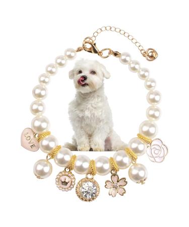 Hacraho pet pearl neck band 1 piece adjustable pet pearl necklace catperlen neck bands with rhinestones decor for cats and dogs l